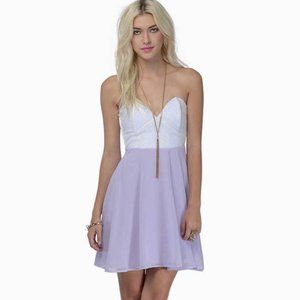 Tobi White and Lilac Strapless Tia Dress